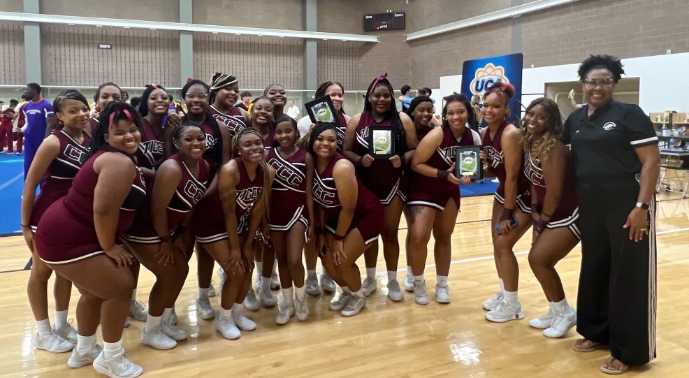 CCC Cheer, coach, and awards won at UCA Camp.