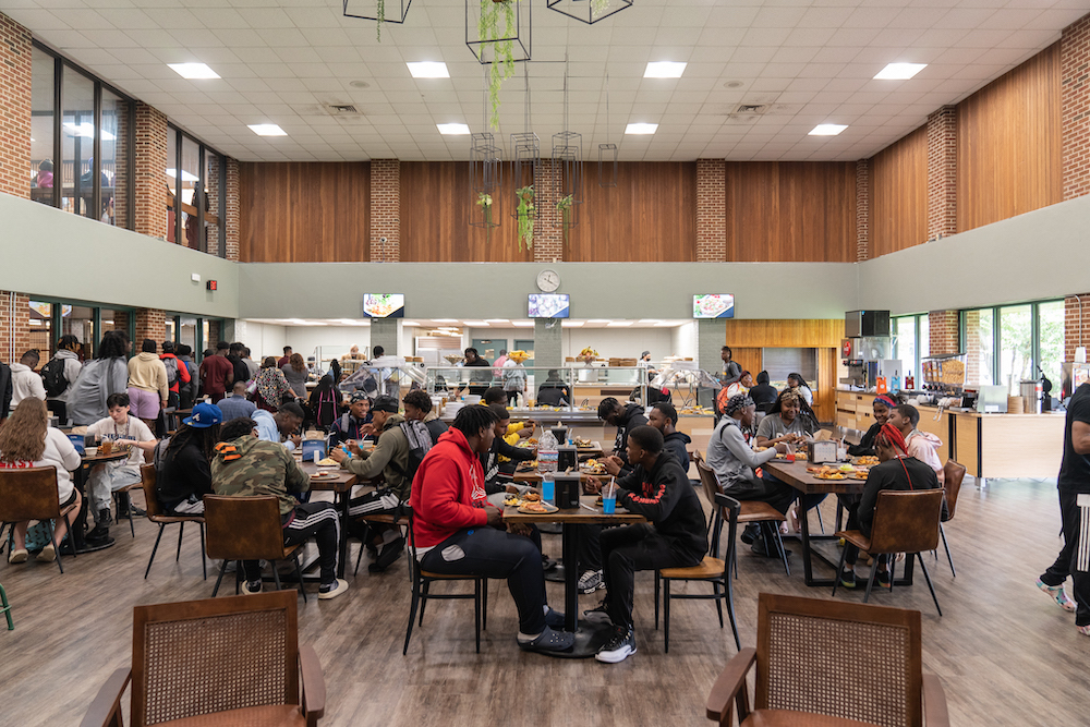 Students in newly remodeled cafe